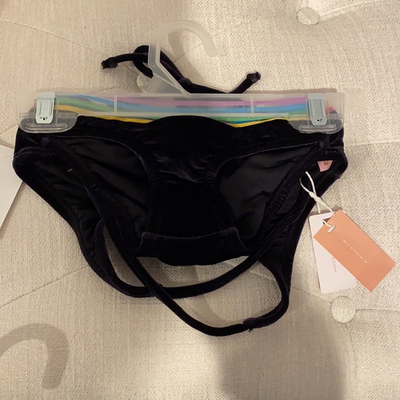Pilyq Girls Black Velvet Sporty Bikini Set with Rainbow Stripes Toddler - Picture 4 of 8